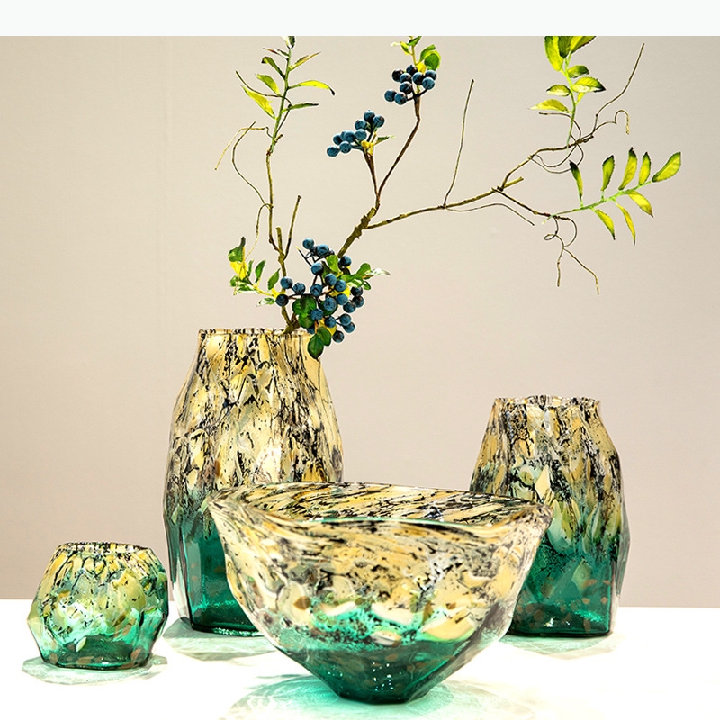 Terrarium Glass Bottle - Glass Vase Irregular Gradients Speckled Black