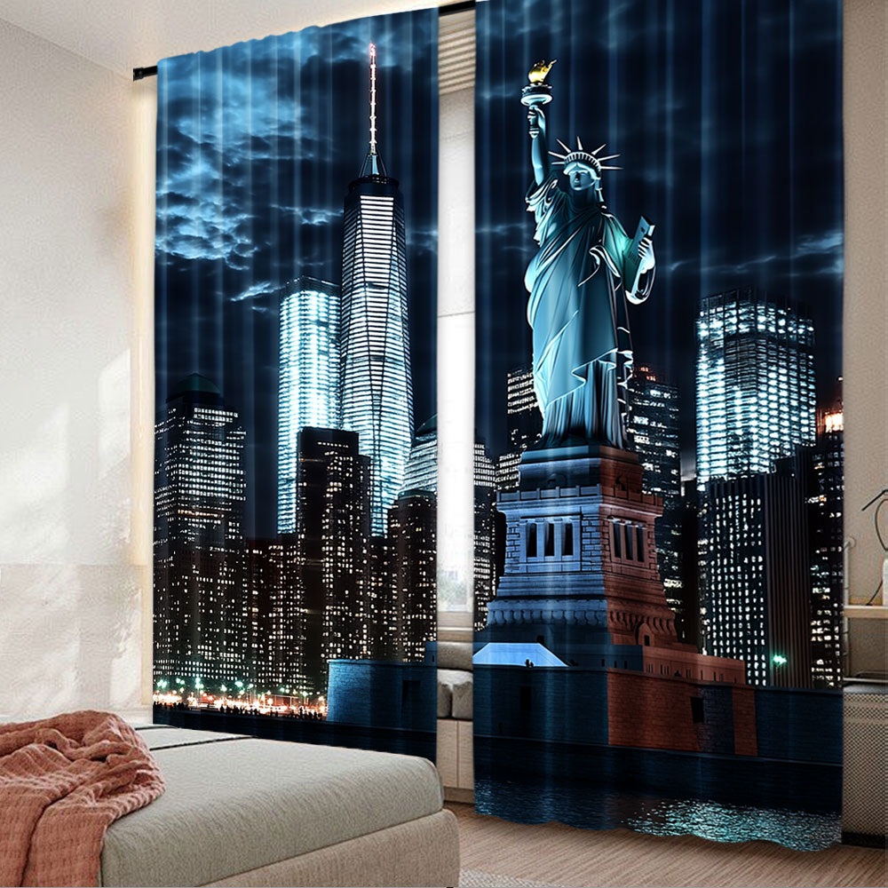 Home Decor New York - 2Pcs Statue Of Liberty Curtain New