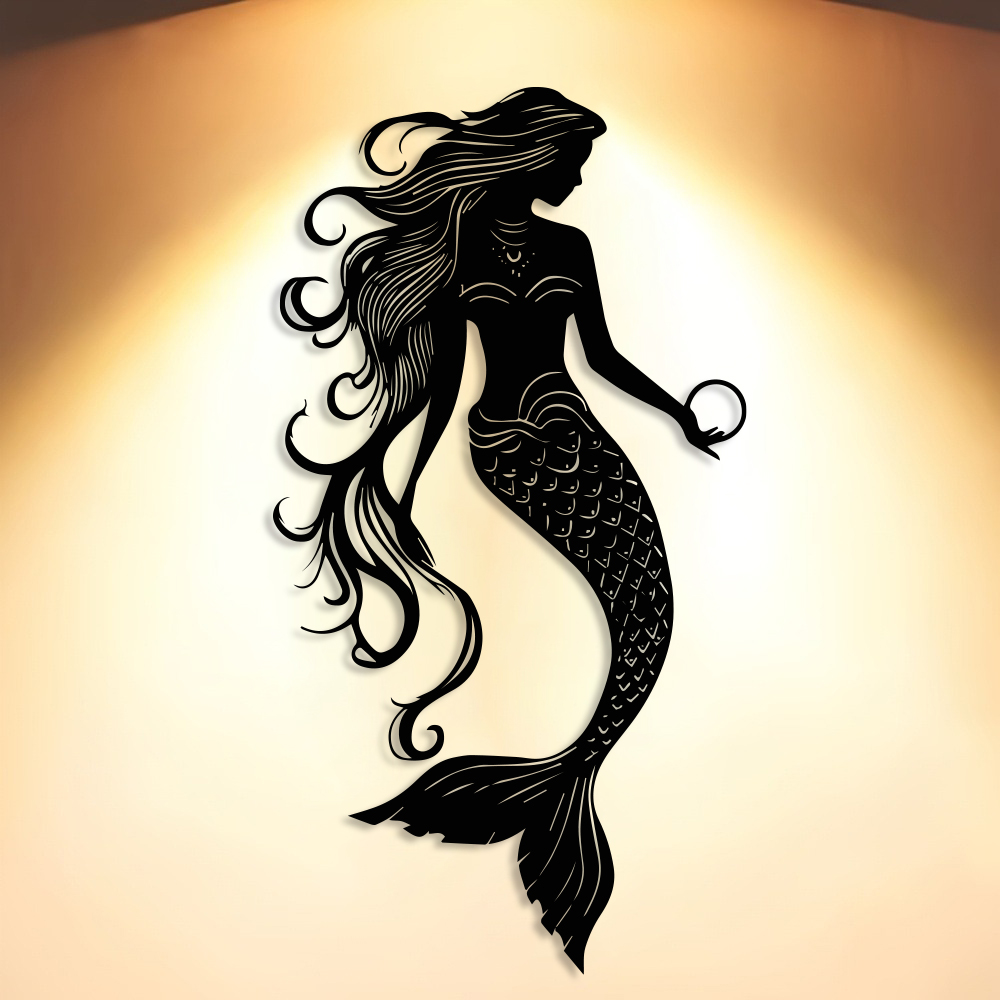 Home Decor Minimal - Elegant Mermaid Metal Wall Art -