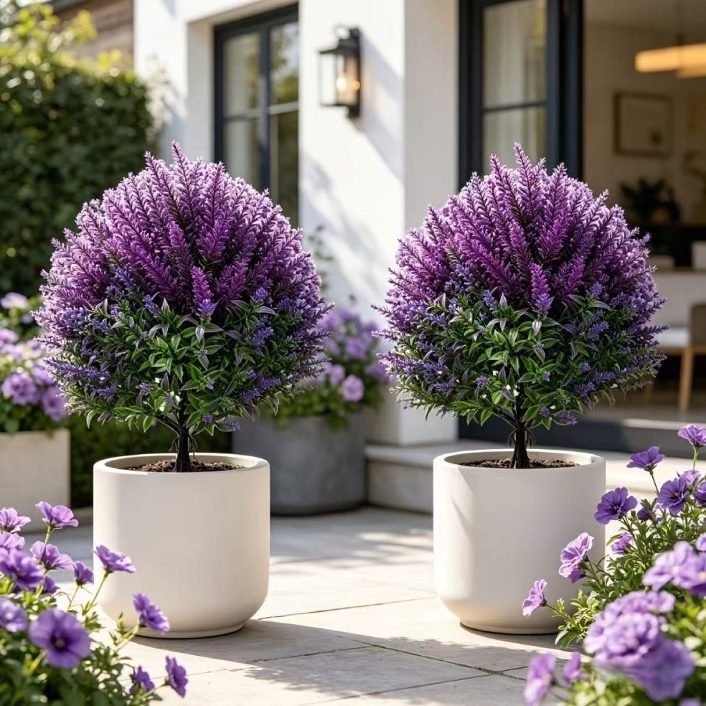 Artificial Hanging Plants - UV Resistant Artificial Spike Lavender Plants