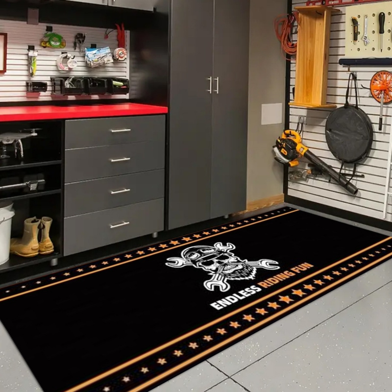 Home Decor Under 100 - VIKAMA Skull Wrench Motorcycle Garage Mat