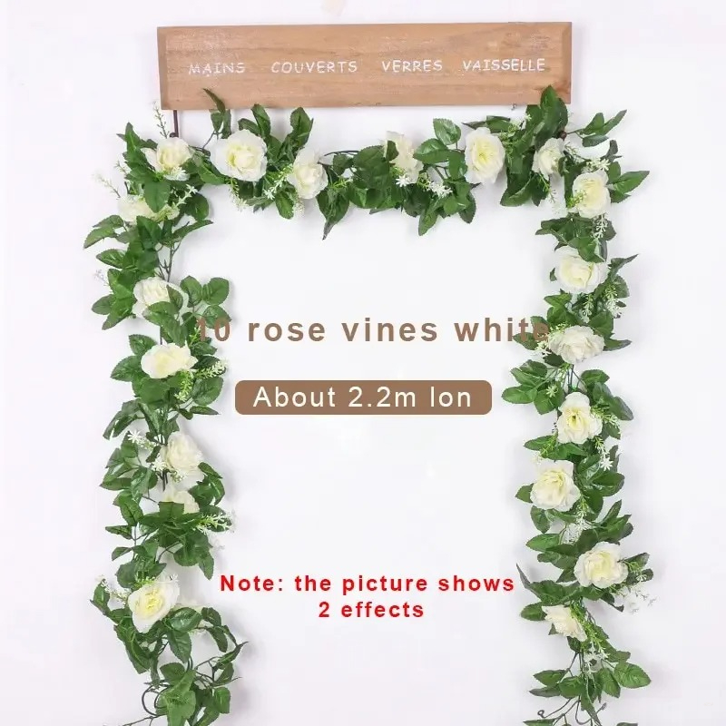 Artificial Hanging Plants - 1Pcs 2.2M Artificial White Flower Fake