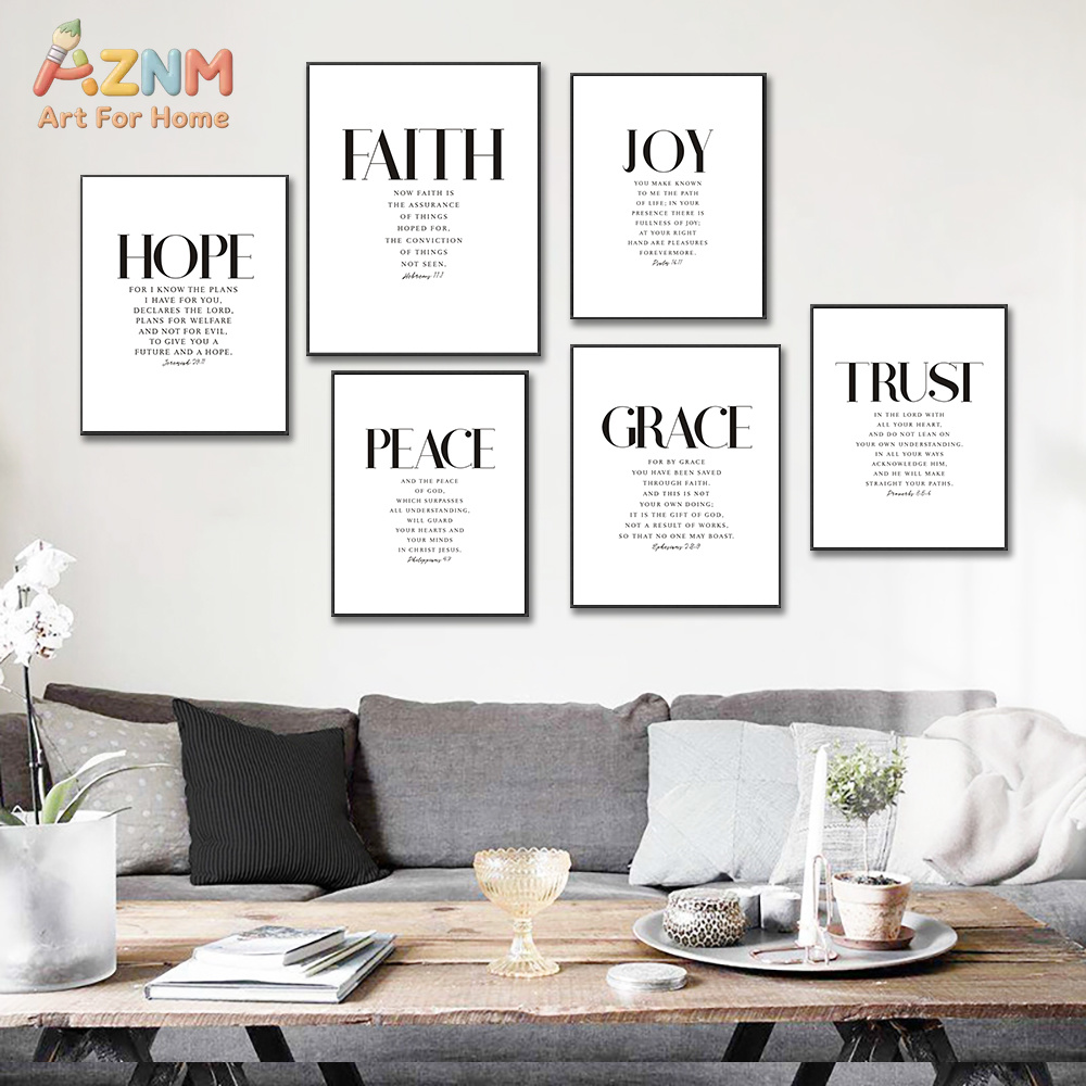 Home Decor Minimal - AZNM Faith Hope Joy Peace Grace