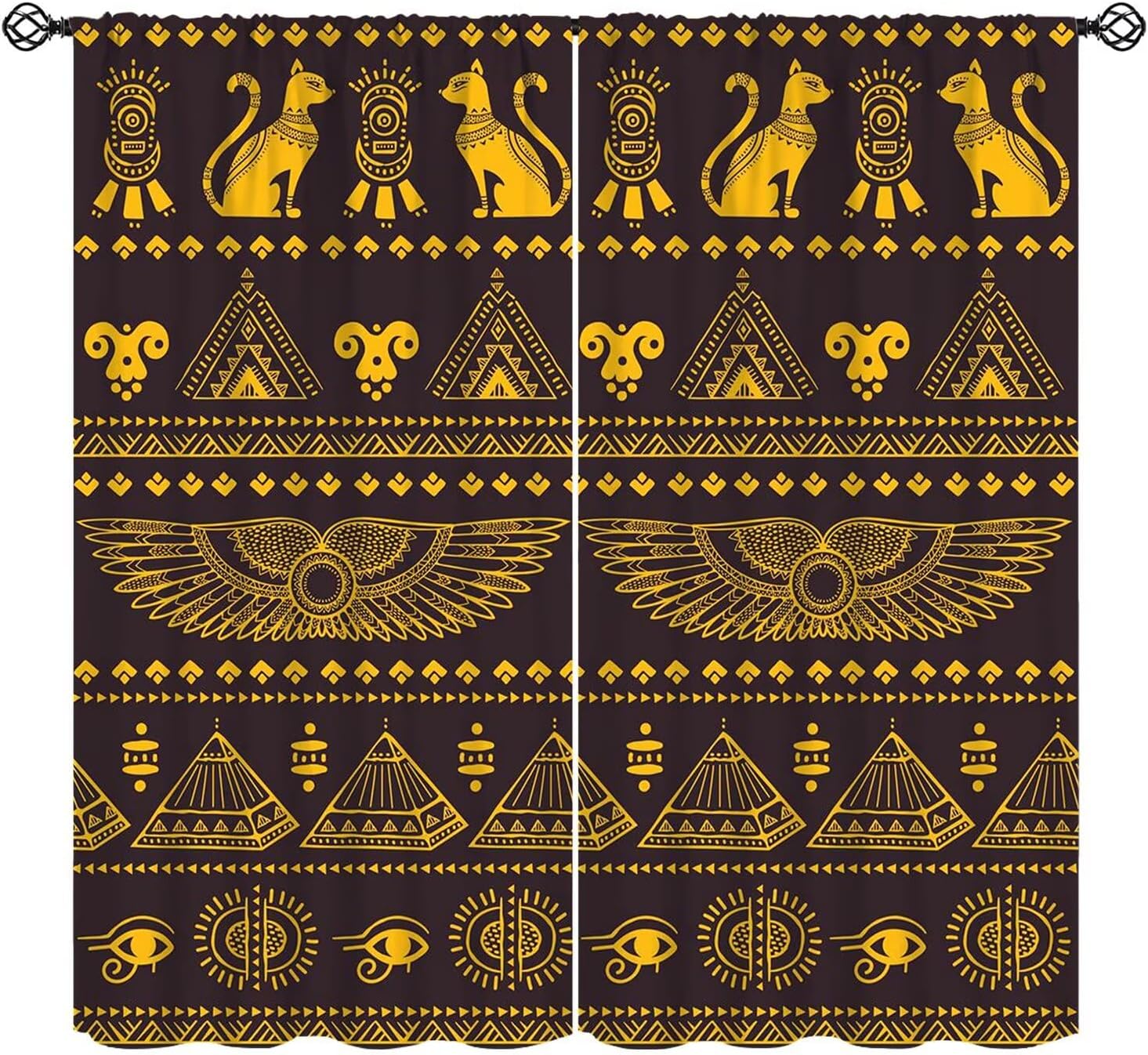 Home Decor Egypt - Mystic Ancient Egyptian Curtains,Black Cat Tribe