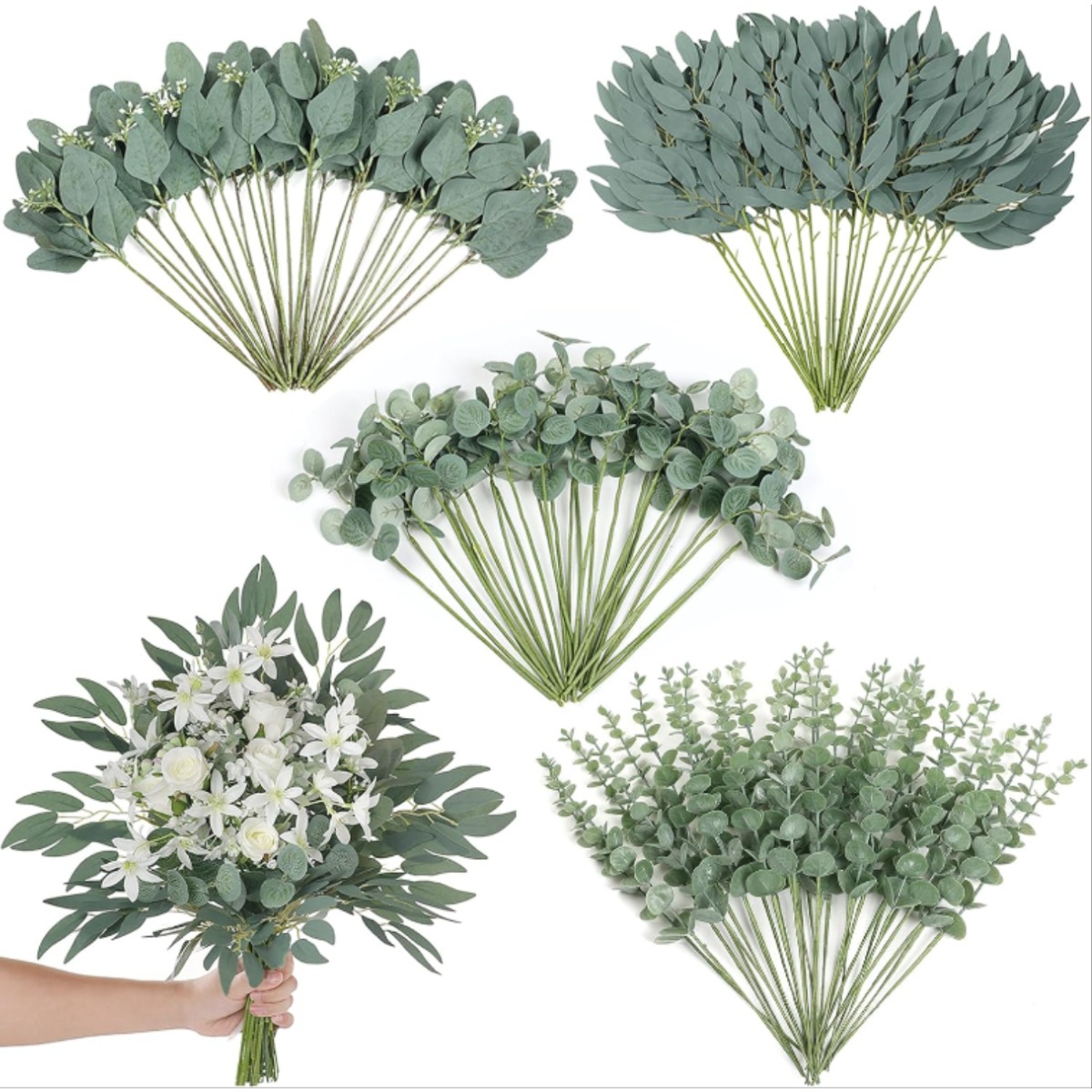 Artificial Hanging Plants - 10/20pcs Artificial Eucalyptus Leaves Stems DIY