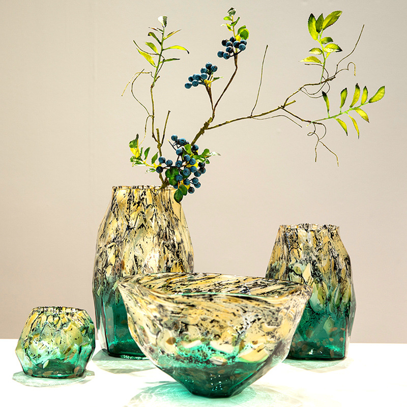 Terrarium Glass Bottle - Glass Vase Irregular Gradients Speckled Black