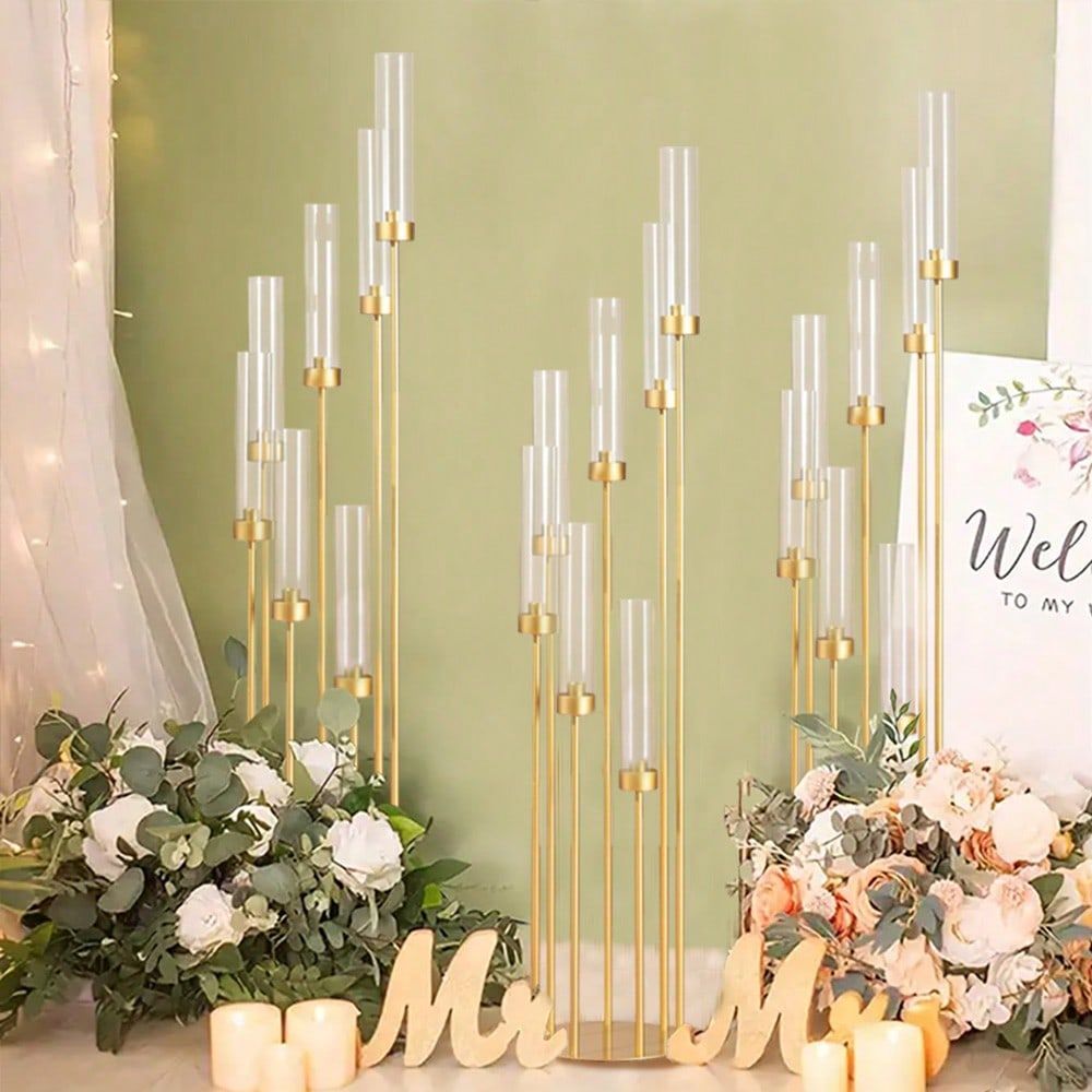 2Pcs 7 Arm Gold Candelabra Can - Home Decor Theme ulasan dan harga