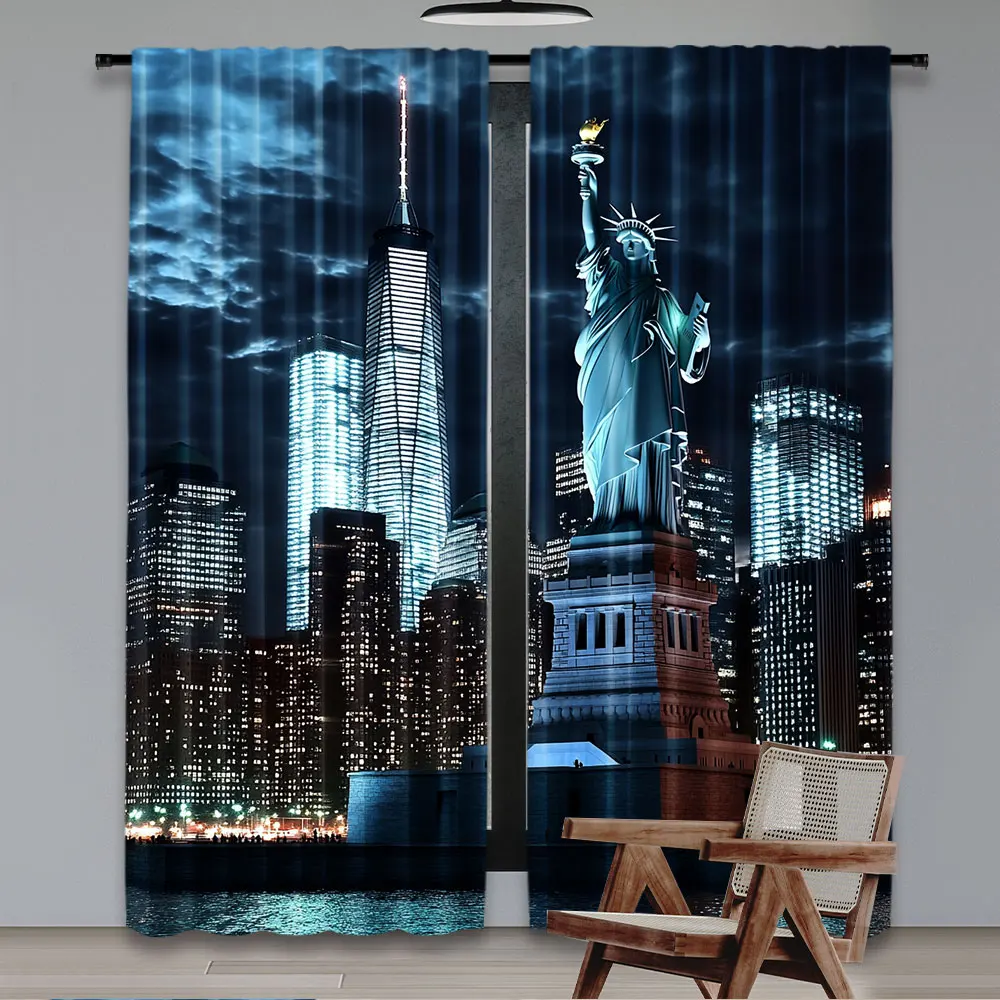 2Pcs Statue Of Liberty Curtain - Home Decor New York ulasan dan harga