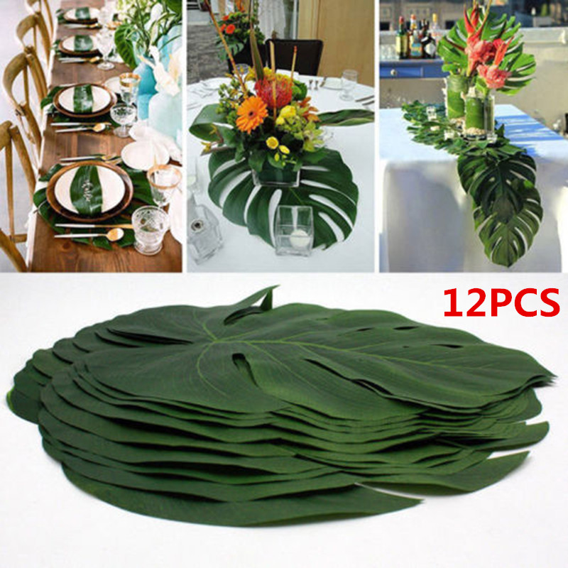 12pcs Tropical Palm Leaves Art - Artificial Hanging Plants ulasan dan harga