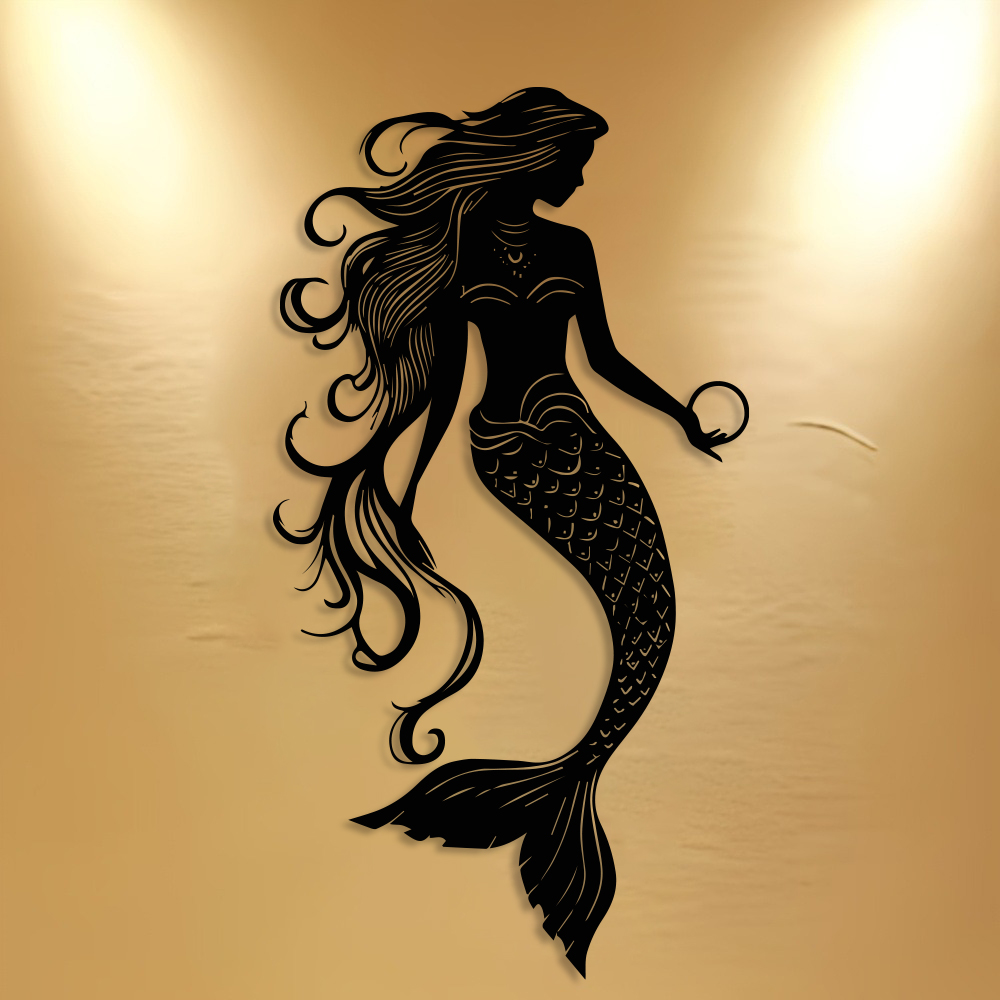 Elegant Mermaid Metal Wall Art - Home Decor Minimal ulasan dan harga