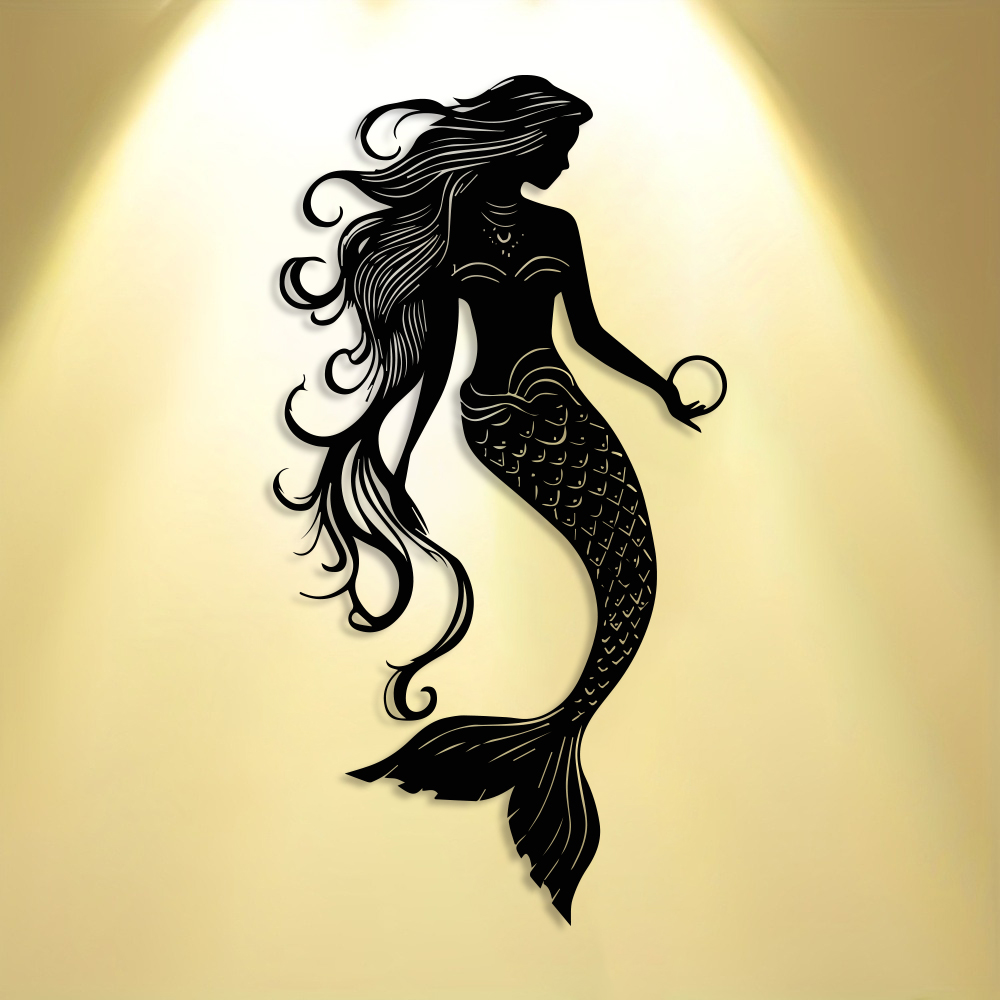 Elegant Mermaid Metal Wall Art - Home Decor Minimal ulasan dan harga