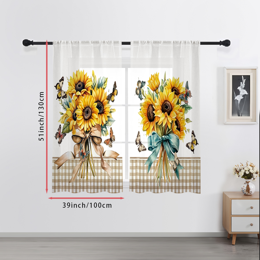 2PCS Digital Print Sheer Curta - Home Decor Minimal ulasan dan harga