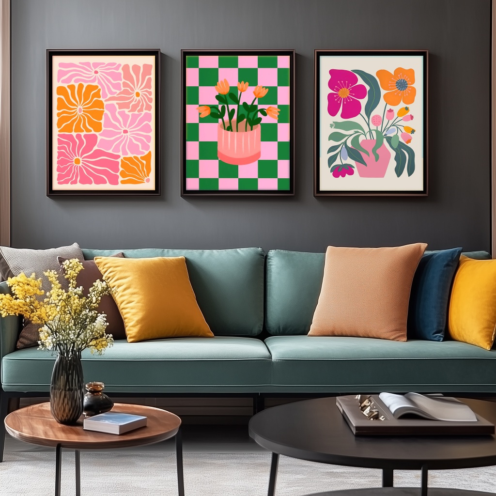 Vibrant Flowers and Vases Canv - Home Decor Minimal ulasan dan harga