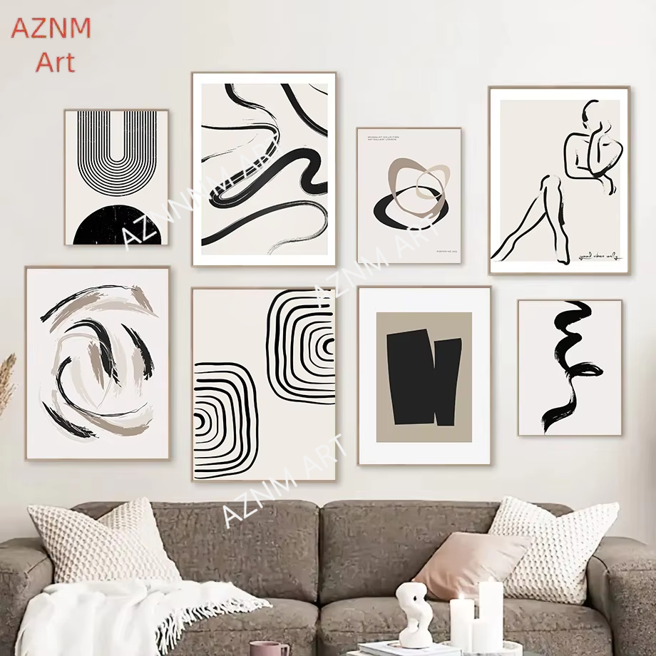 Nordic Bohemian Line Art Black - Home Decor Minimal ulasan dan harga