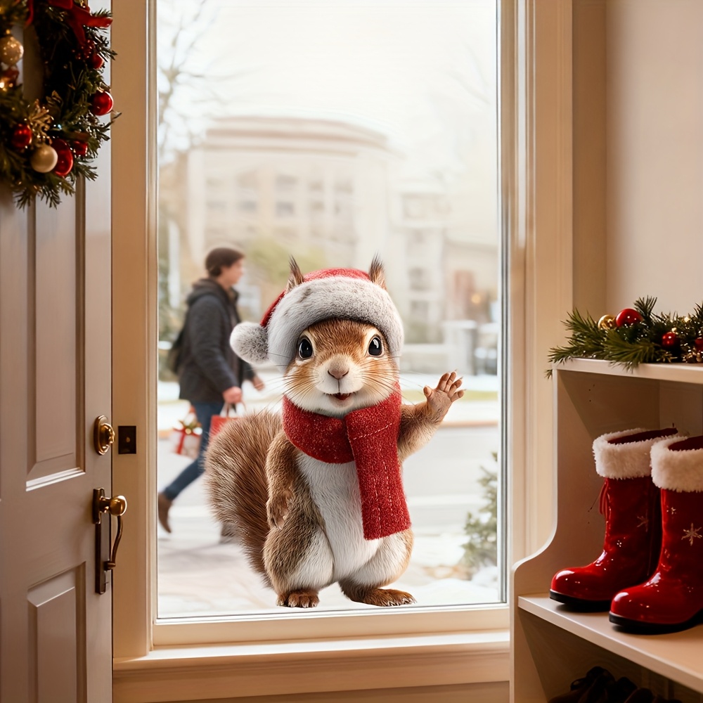 1pc Christmas Squirrel Window  - Home Decor Shop ulasan dan harga