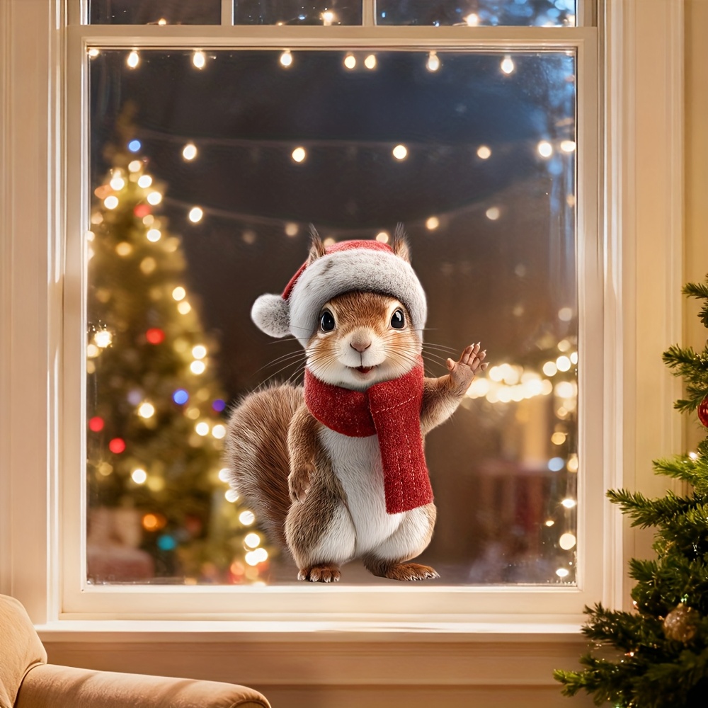 1pc Christmas Squirrel Window  - Home Decor Shop ulasan dan harga