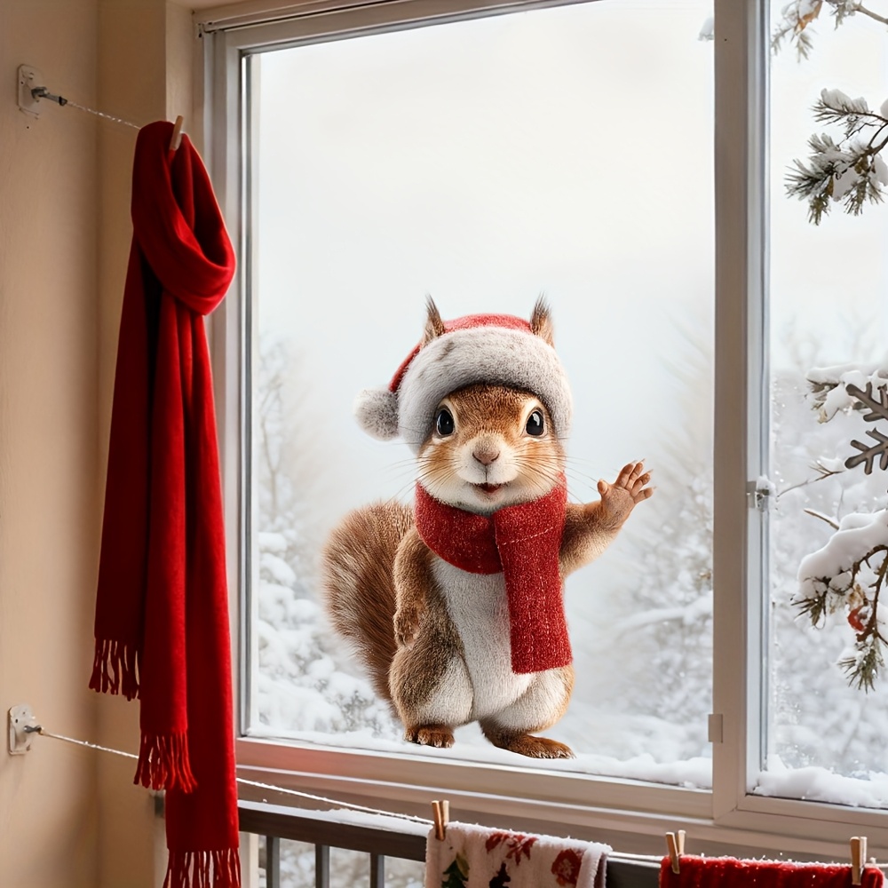 1pc Christmas Squirrel Window  - Home Decor Shop ulasan dan harga