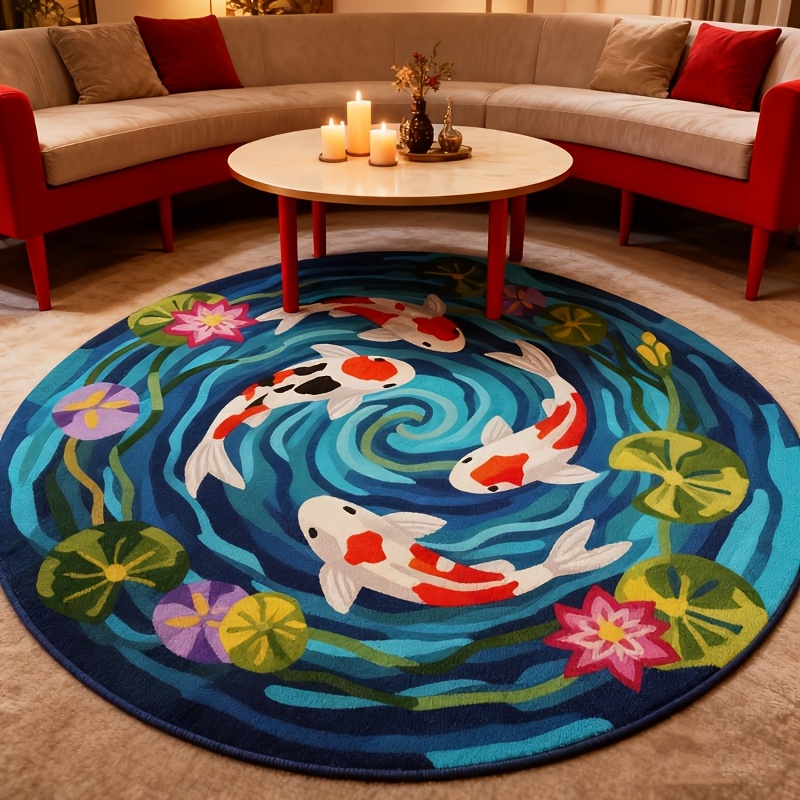 Koi Fish Pattern Round Area Ru - Home Decor Under 100 ulasan dan harga