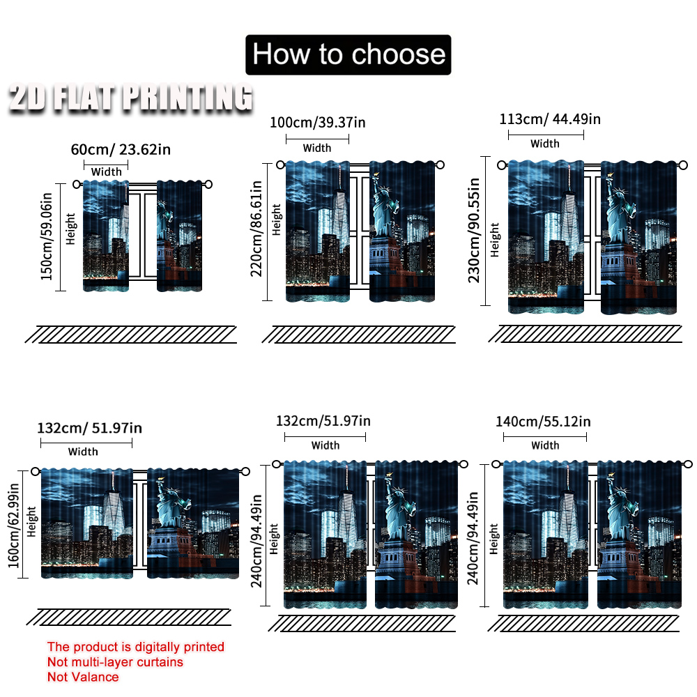 2Pcs Statue Of Liberty Curtain - Home Decor New York ulasan dan harga