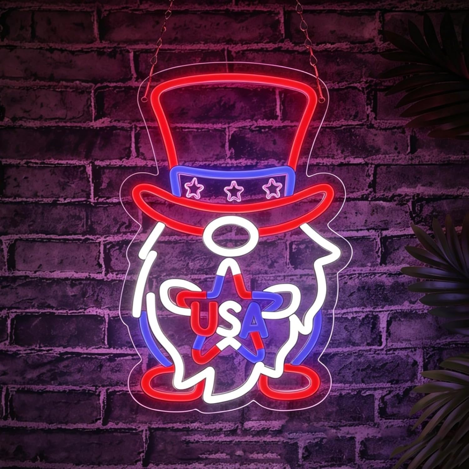 LED Neon Sign Uncle Sam Gnome  - Home Decor Usa ulasan dan harga