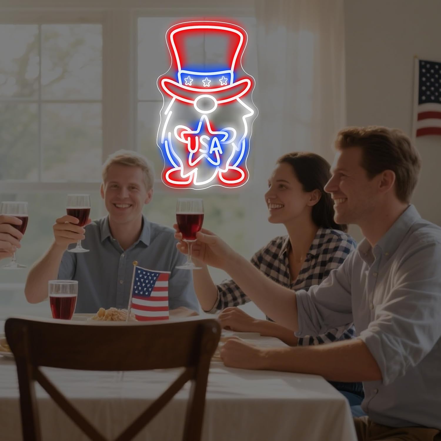 LED Neon Sign Uncle Sam Gnome  - Home Decor Usa ulasan dan harga